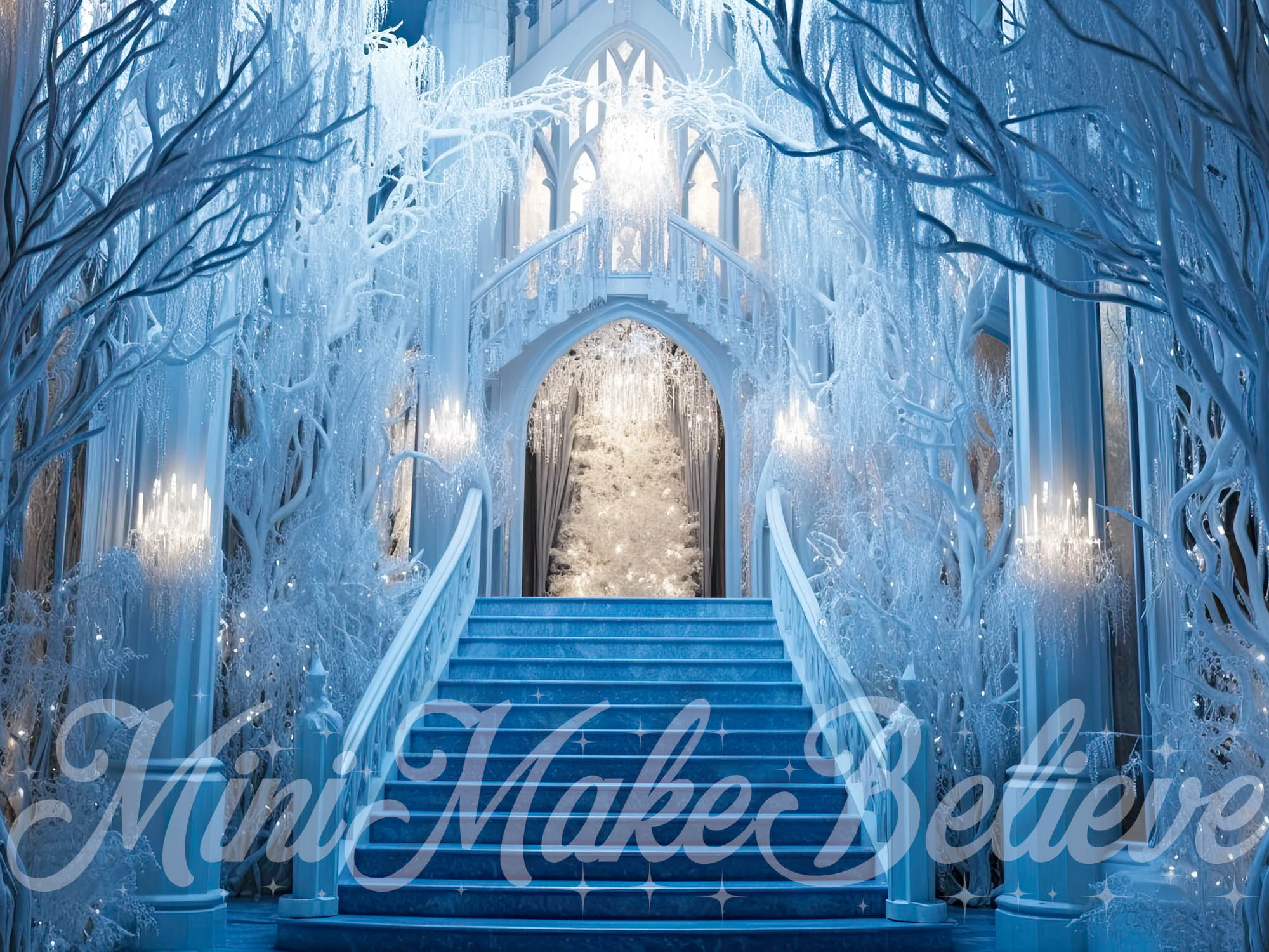 Kate Frozen Castle Stairs Backdrop Winter Christmas Designed by Mini MakeBelieve - Kate Backdrop AU