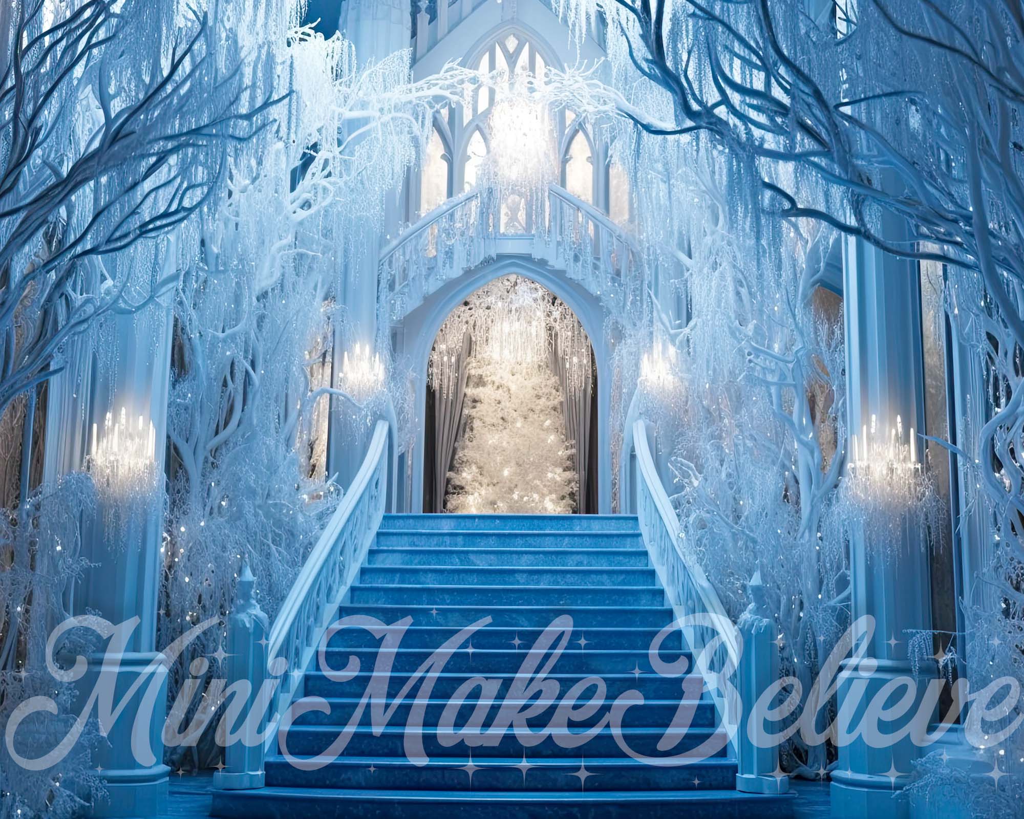 Kate Frozen Castle Stairs Backdrop Winter Christmas Designed by Mini MakeBelieve - Kate Backdrop AU