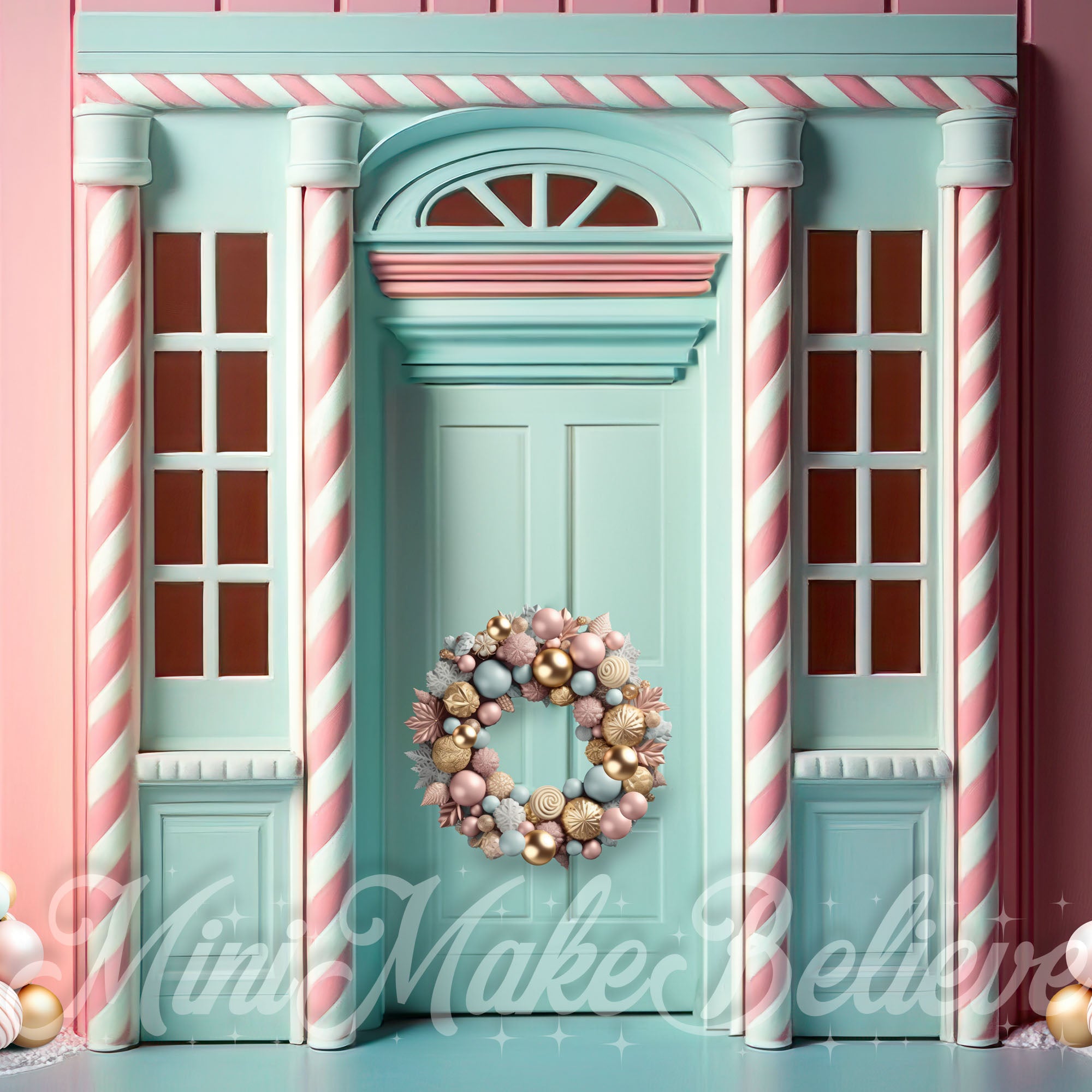 Kate Pastel Gingerbread Backdrop Door Winter Christmas Designed by Mini MakeBelieve - Kate Backdrop AU