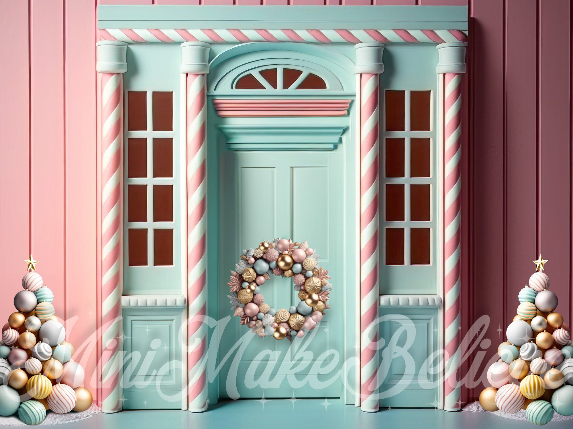Kate Pastel Gingerbread Backdrop Door Winter Christmas Designed by Mini MakeBelieve - Kate Backdrop AU
