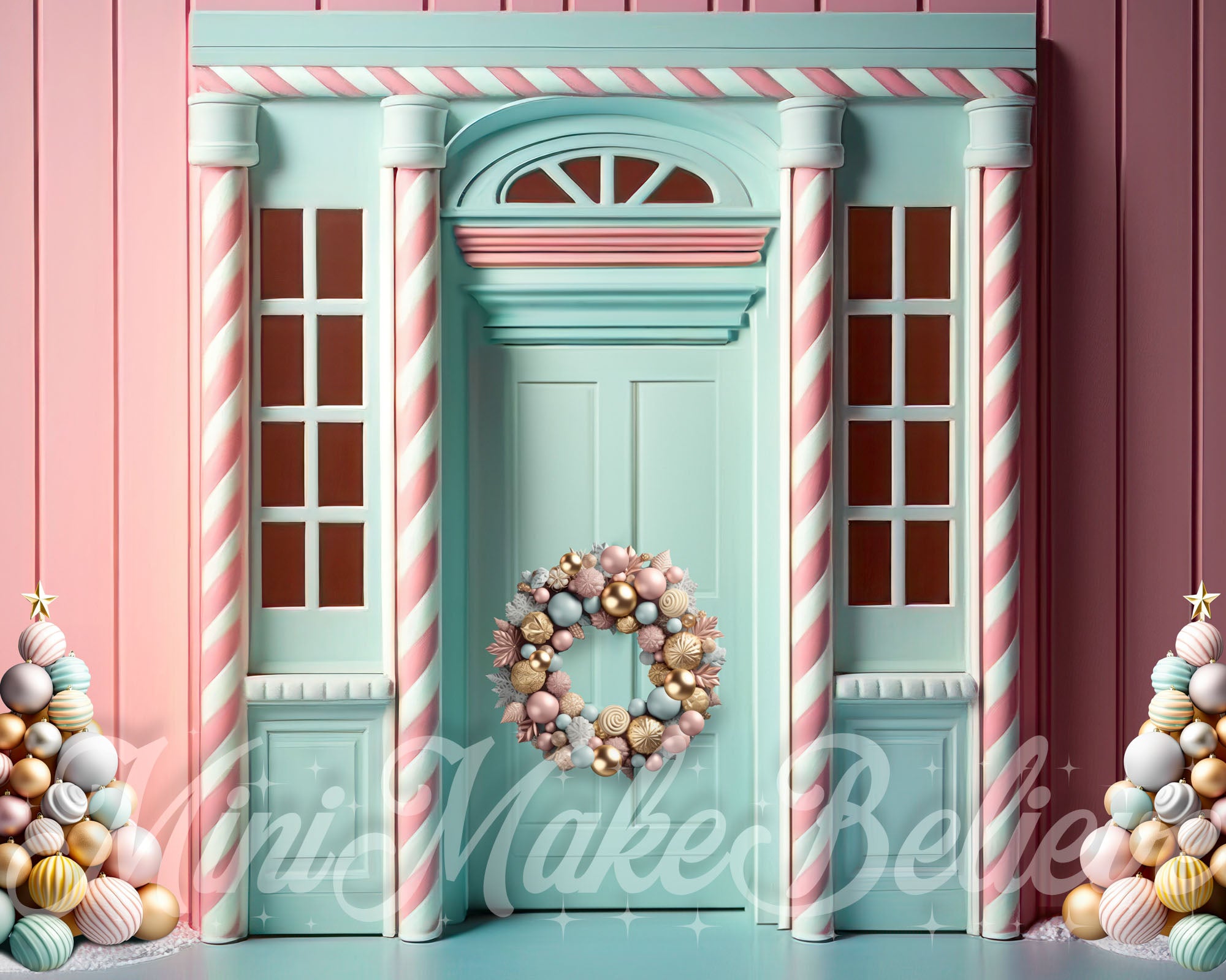 Kate Pastel Gingerbread Backdrop Door Winter Christmas Designed by Mini MakeBelieve - Kate Backdrop AU