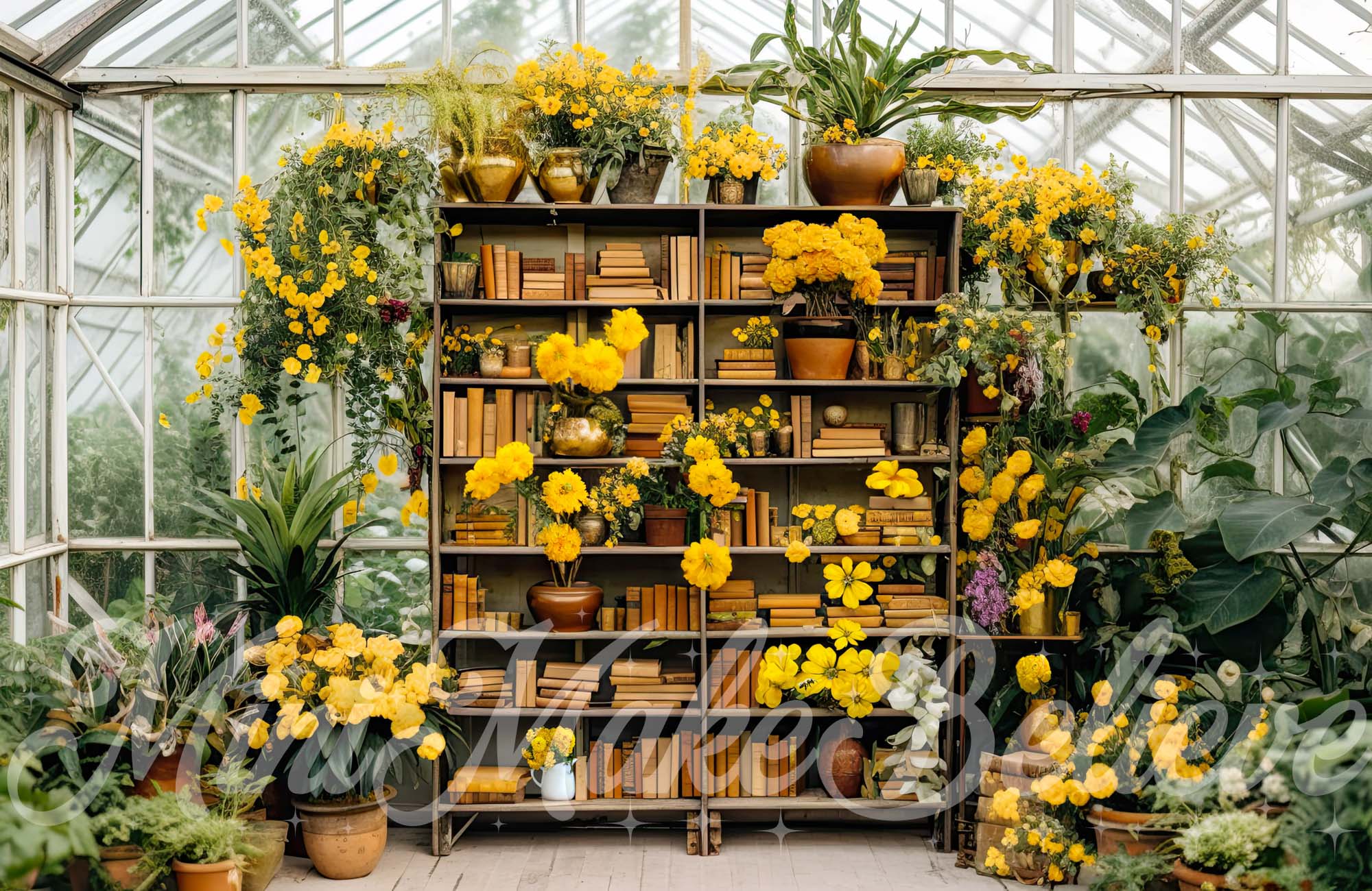 Kate Yellow Greenhouse Backdrop Spring Summer School Designed by Mini MakeBelieve - Kate Backdrop AU
