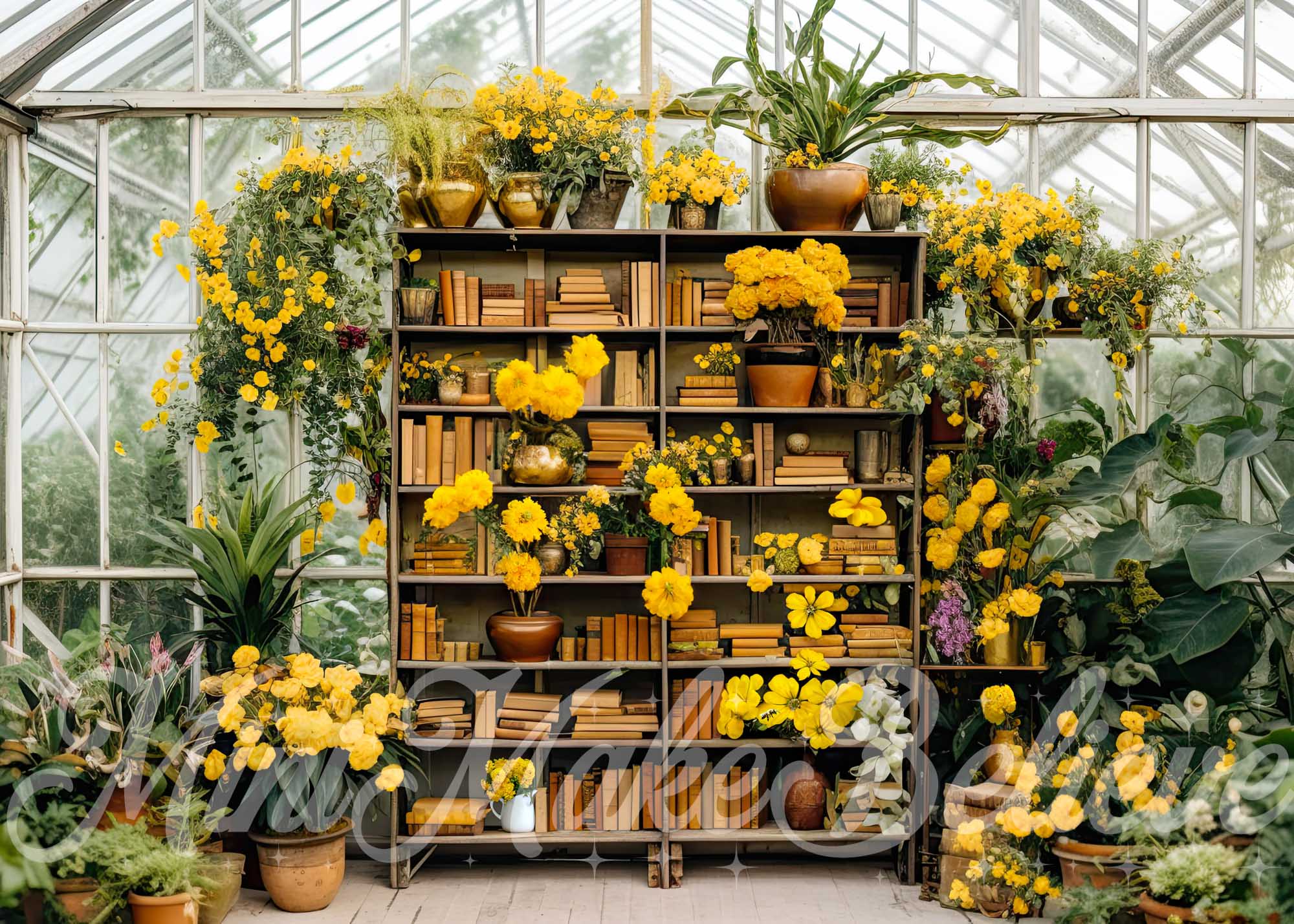 Kate Yellow Greenhouse Backdrop Spring Summer School Designed by Mini MakeBelieve - Kate Backdrop AU