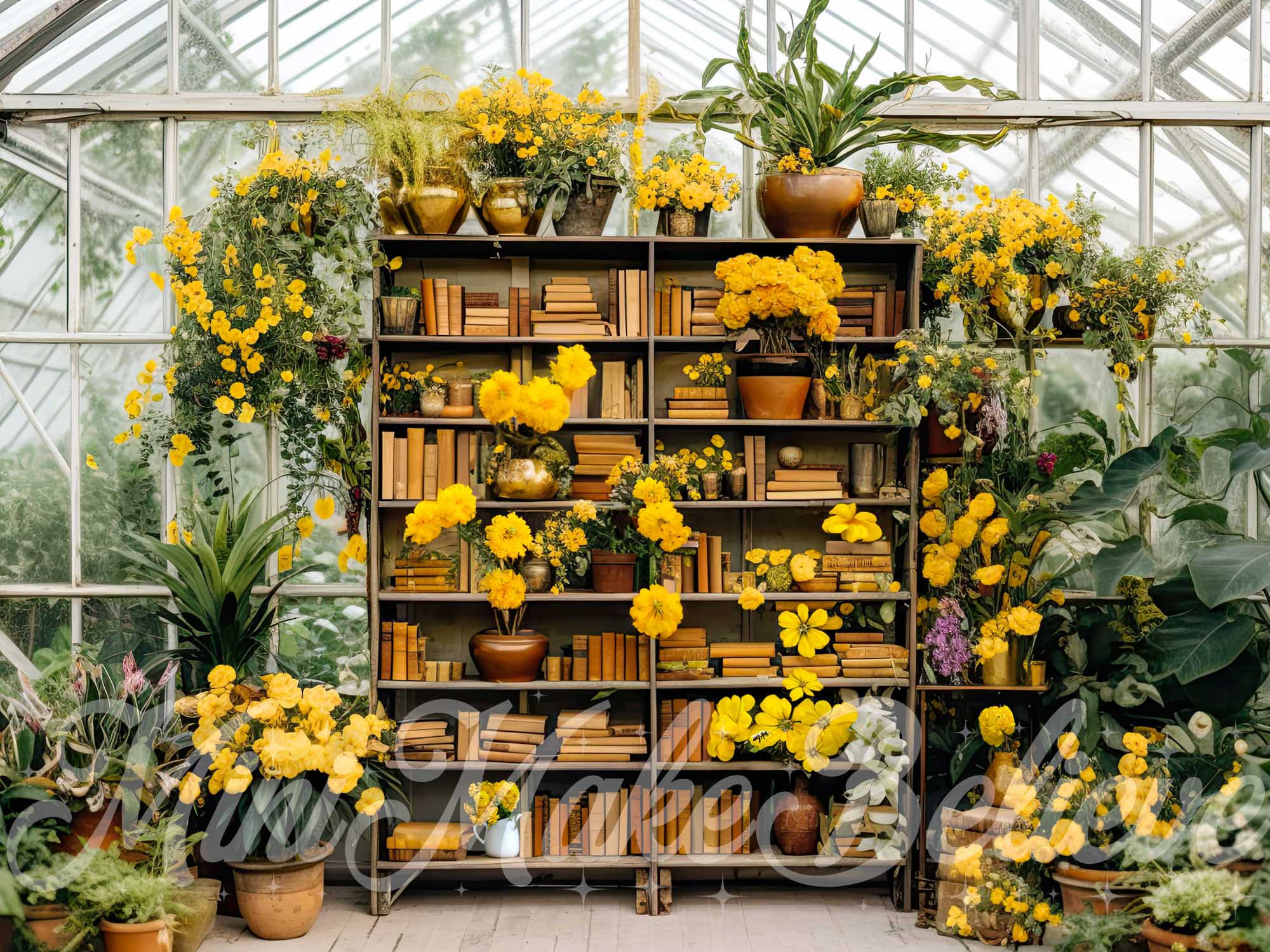 Kate Yellow Greenhouse Backdrop Spring Summer School Designed by Mini MakeBelieve - Kate Backdrop AU