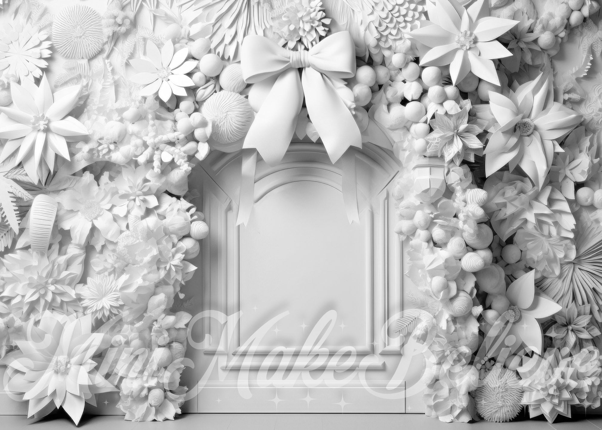 Kate White Floral Wall Backdrop Poinsettias Winter Christmas Designed by Mini MakeBelieve - Kate Backdrop AU