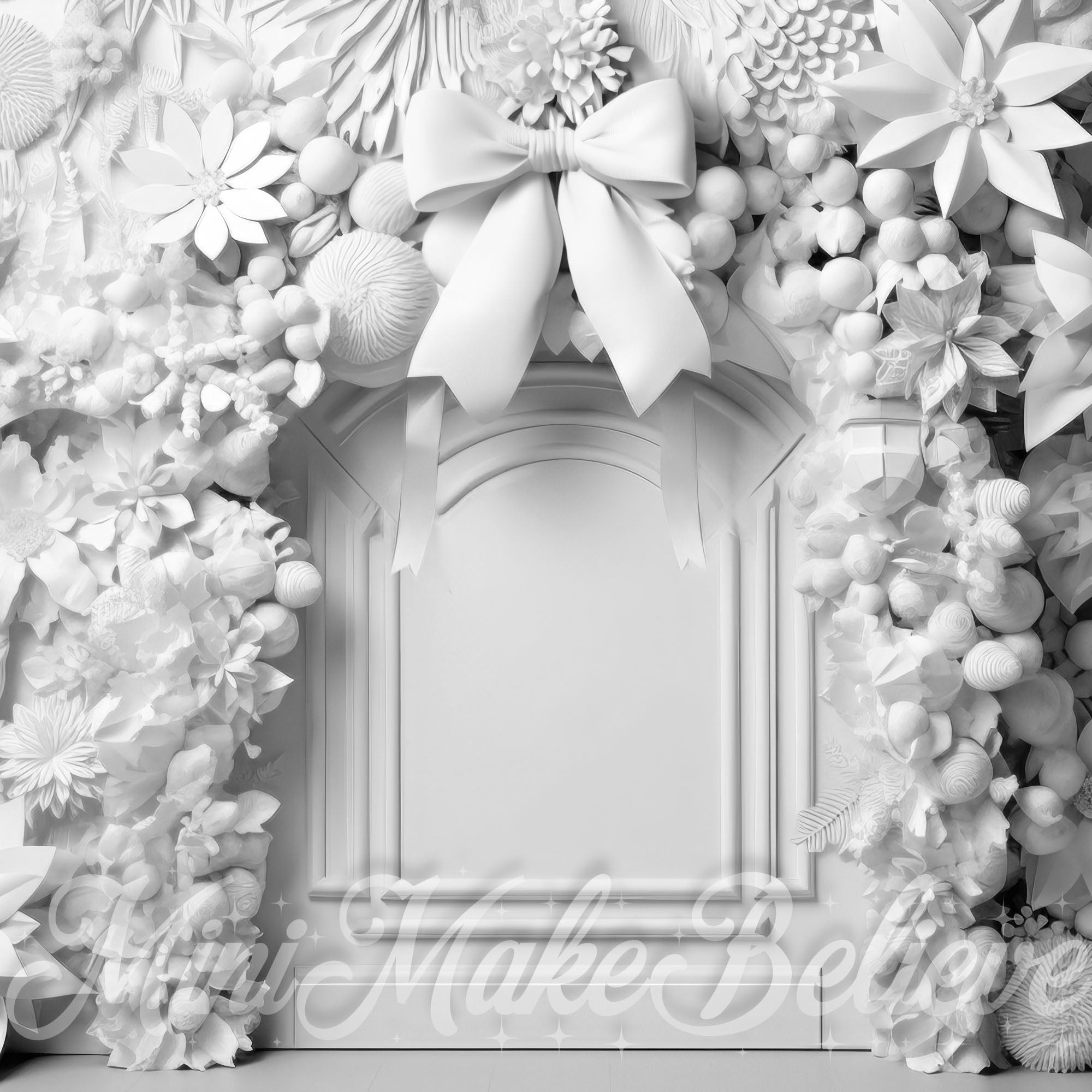 Kate White Floral Wall Backdrop Poinsettias Winter Christmas Designed by Mini MakeBelieve - Kate Backdrop AU