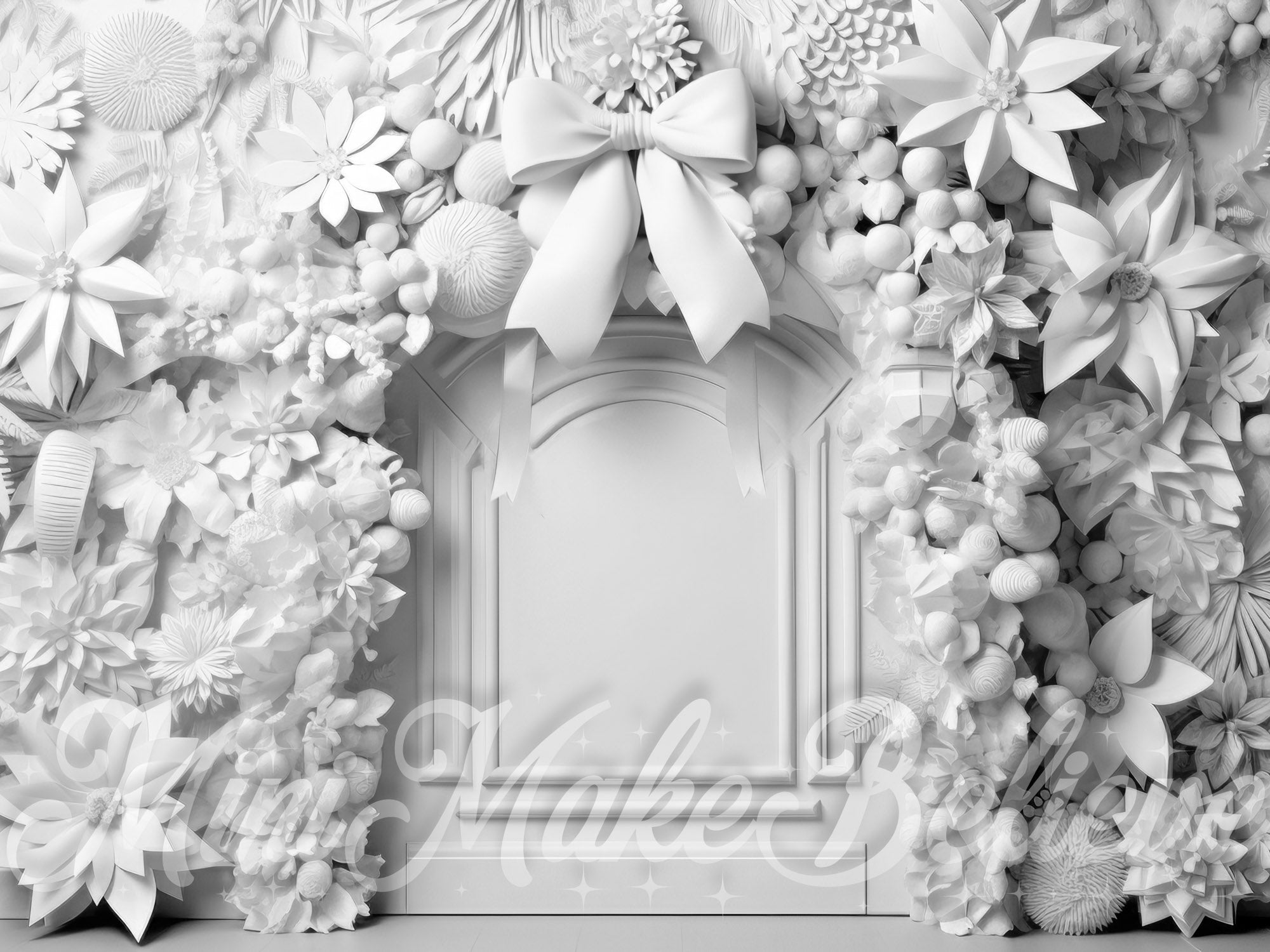 Kate White Floral Wall Backdrop Poinsettias Winter Christmas Designed by Mini MakeBelieve - Kate Backdrop AU