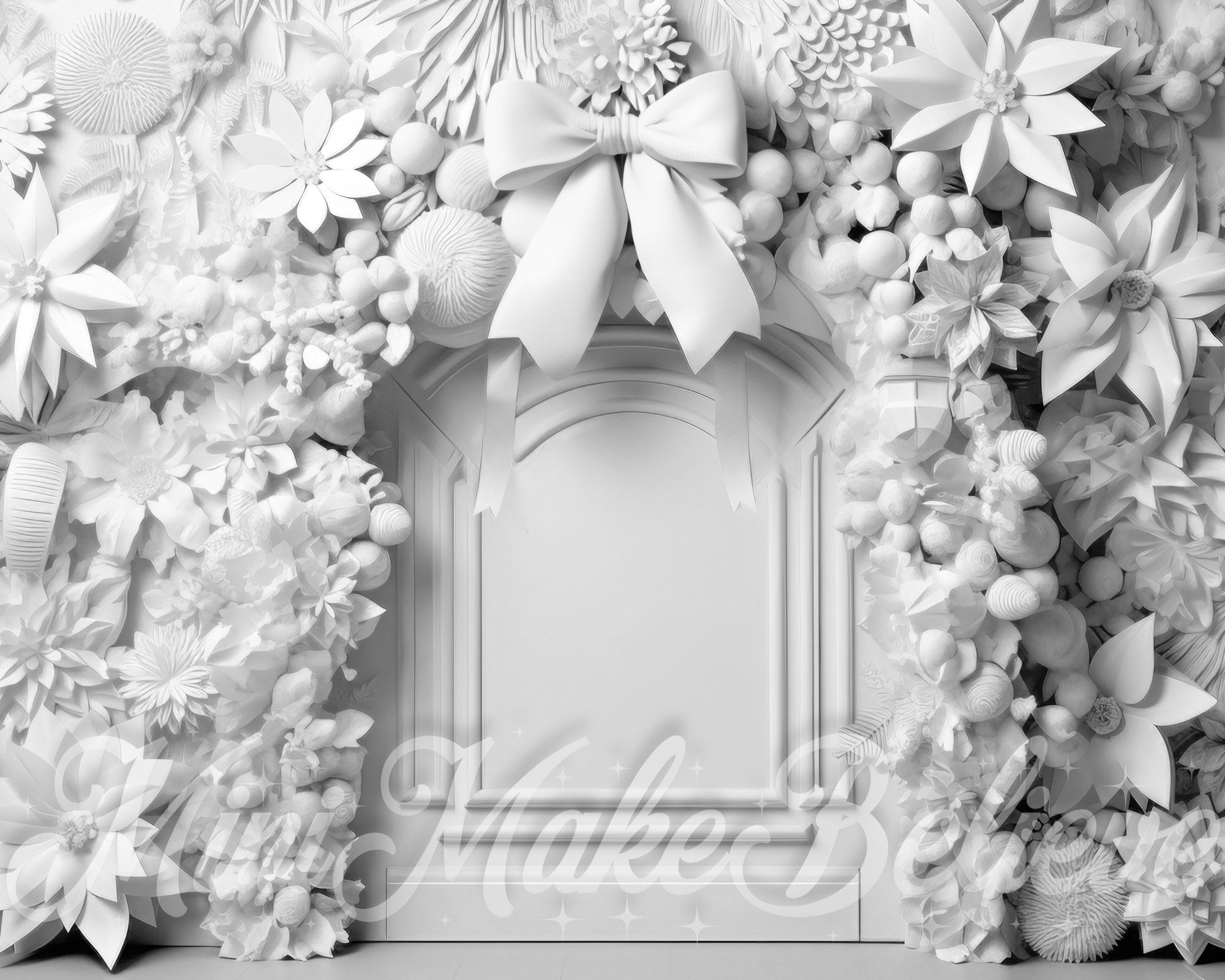 Kate White Floral Wall Backdrop Poinsettias Winter Christmas Designed by Mini MakeBelieve - Kate Backdrop AU