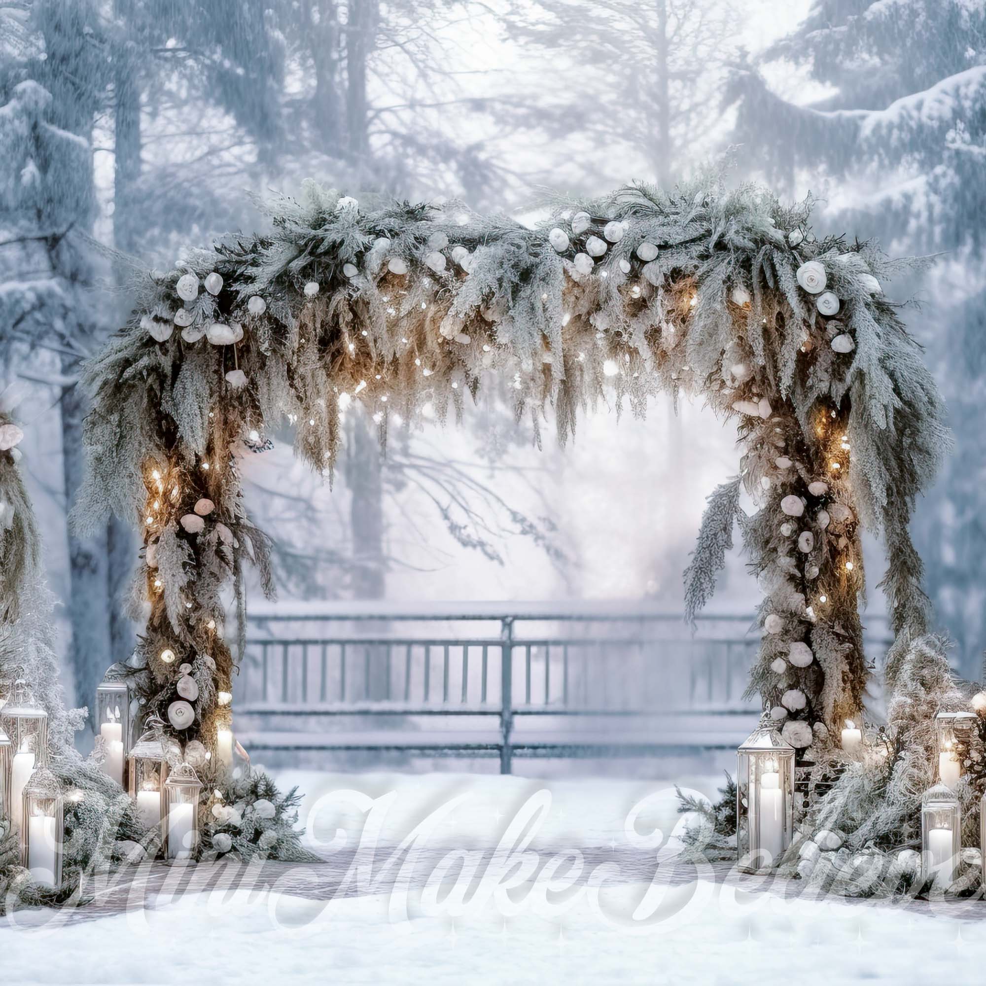 Kate White Floral Arch in Park Backdrop Designed by Mini MakeBelieve - Kate Backdrop AU