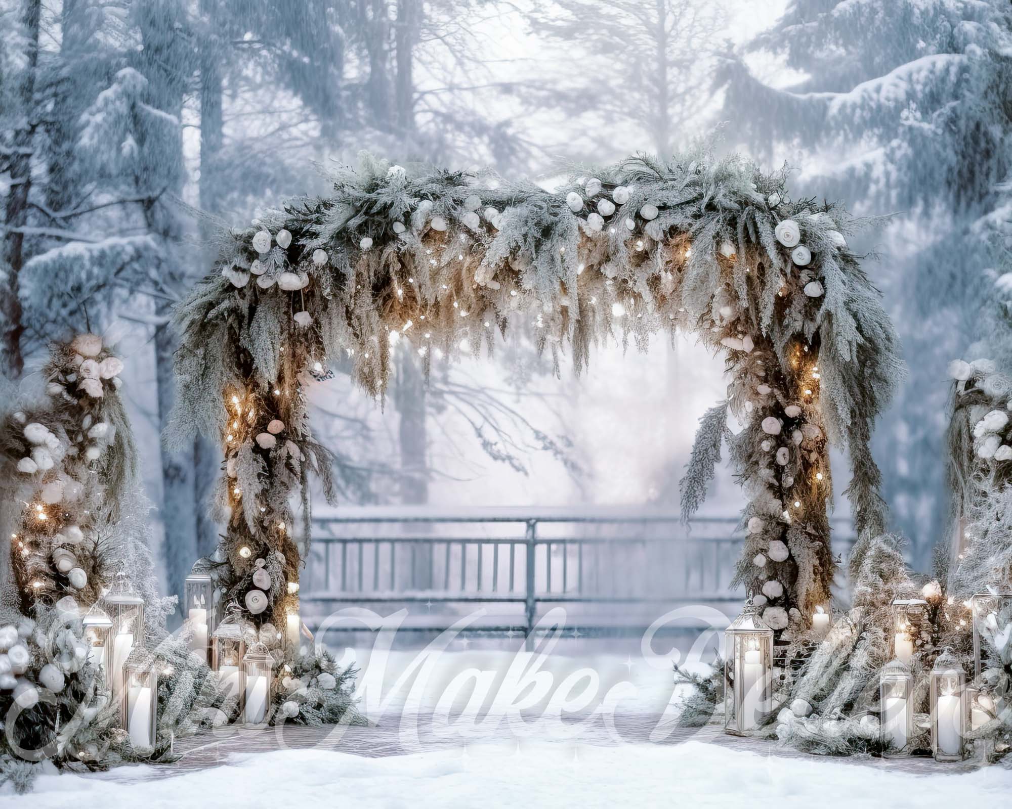 Kate White Floral Arch in Park Backdrop Designed by Mini MakeBelieve - Kate Backdrop AU