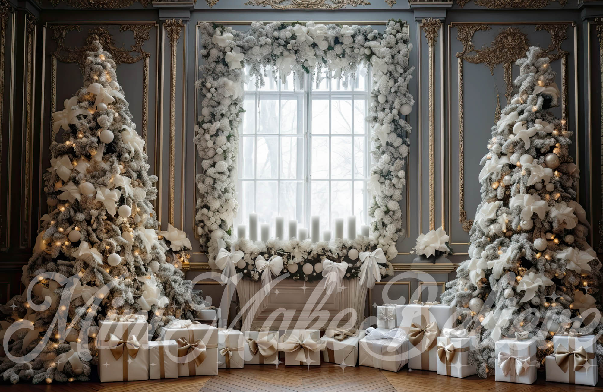 Kate Christmas Gift Backdrop Pure Flower Window Designed by Mini MakeBelieve - Kate Backdrop AU