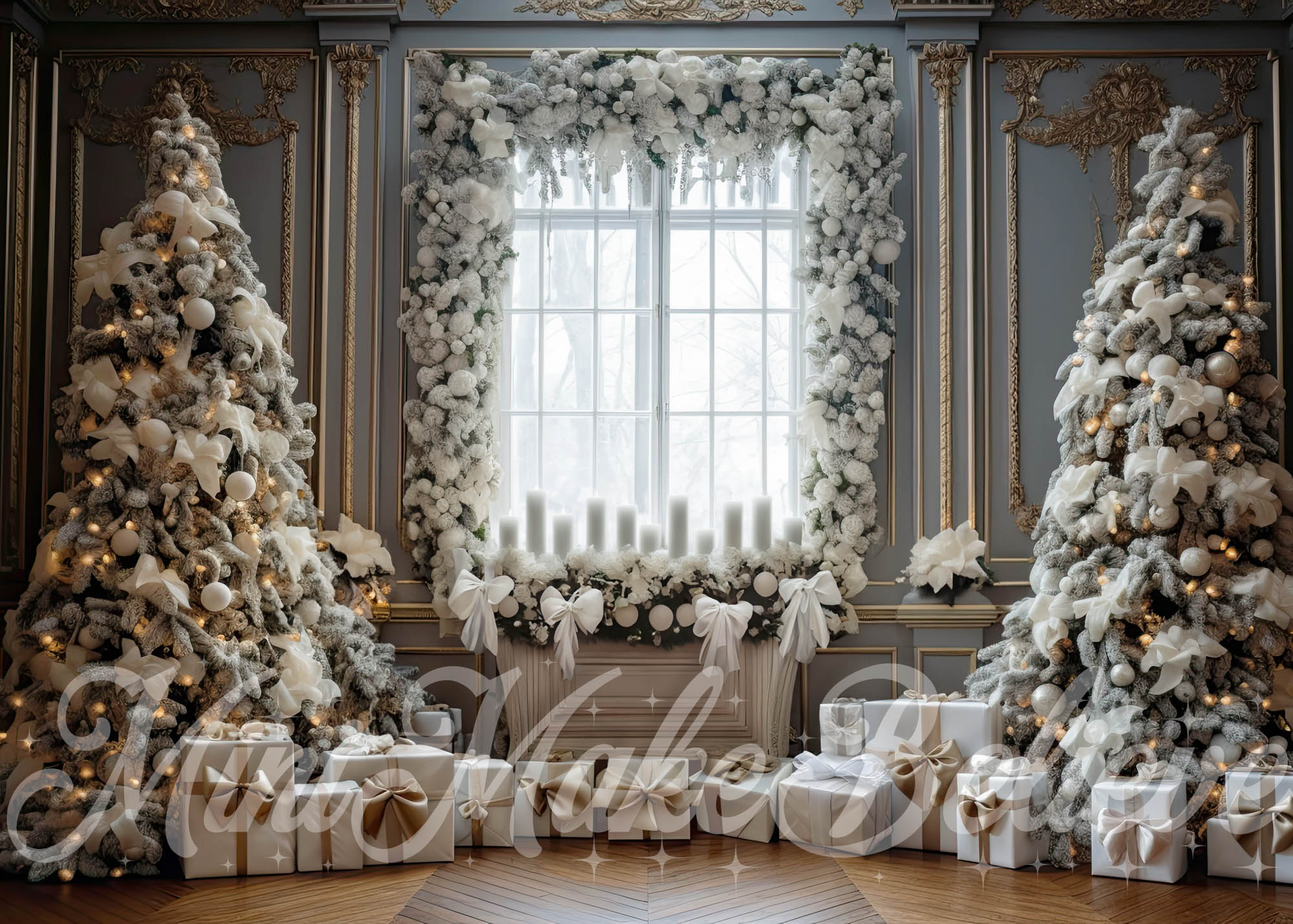 Kate Christmas Gift Backdrop Pure Flower Window Designed by Mini MakeBelieve - Kate Backdrop AU