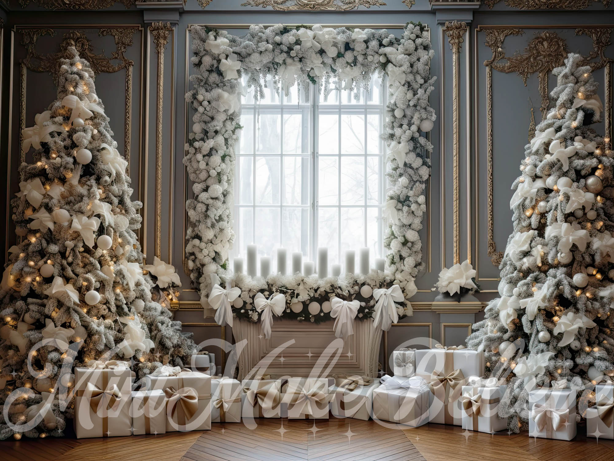Kate Christmas Gift Backdrop Pure Flower Window Designed by Mini MakeBelieve - Kate Backdrop AU