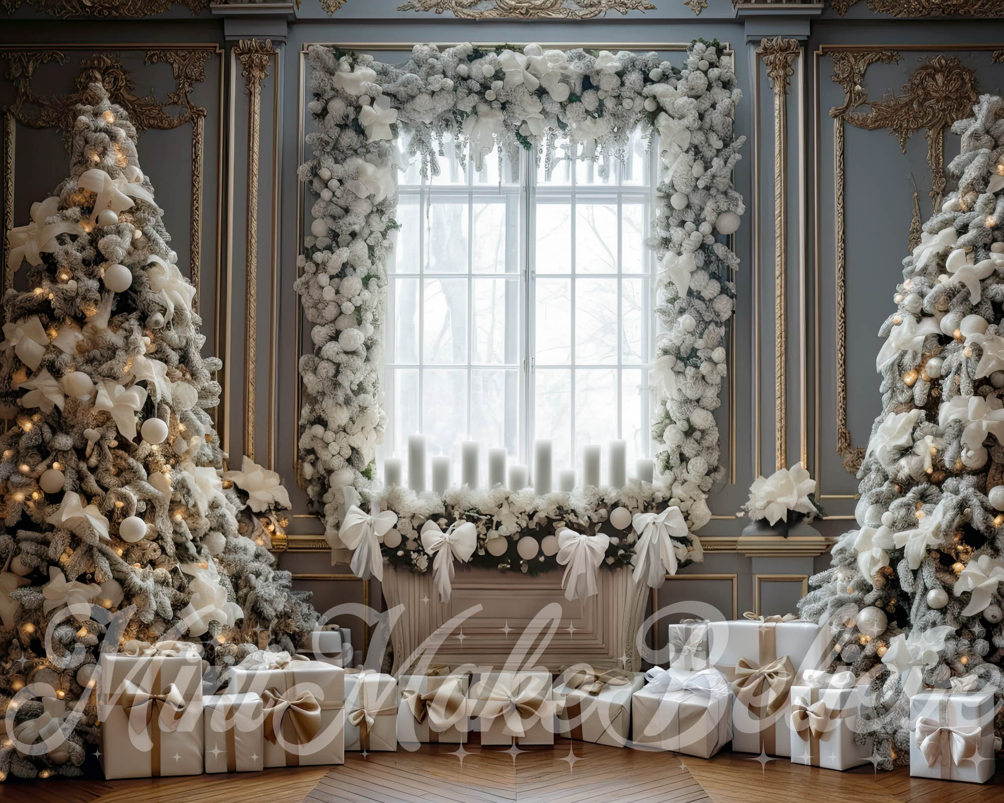 Kate Christmas Gift Backdrop Pure Flower Window Designed by Mini MakeBelieve - Kate Backdrop AU
