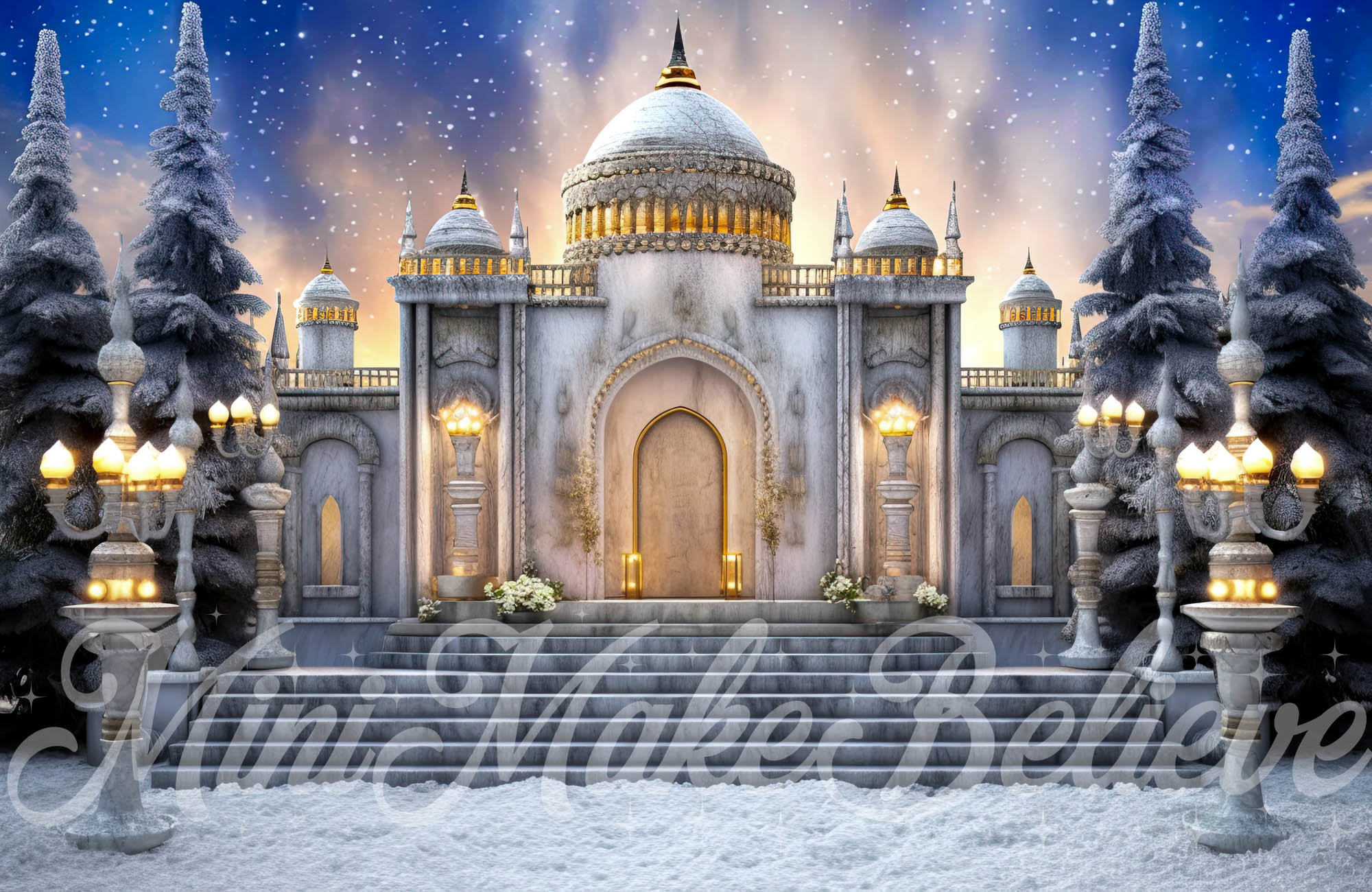 Kate Winter Building in Snow Backdrop Designed by Mini MakeBelieve - Kate Backdrop AU