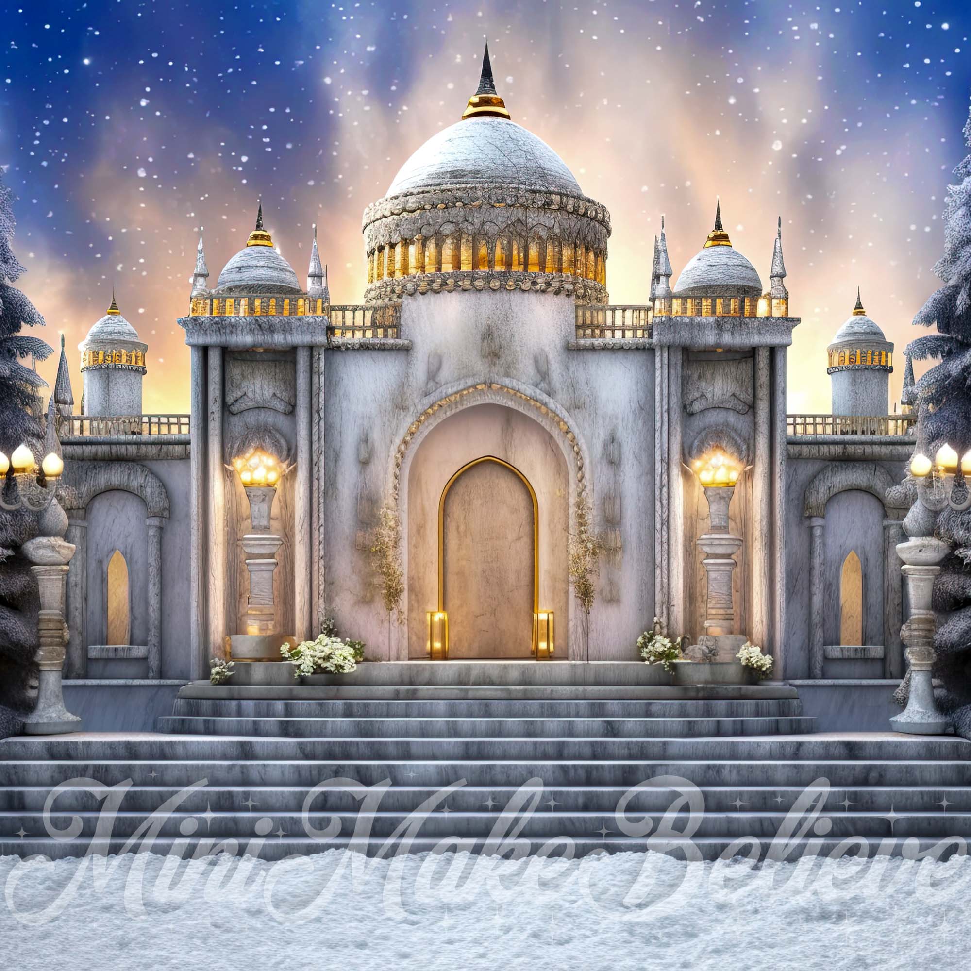 Kate Winter Building in Snow Backdrop Designed by Mini MakeBelieve - Kate Backdrop AU