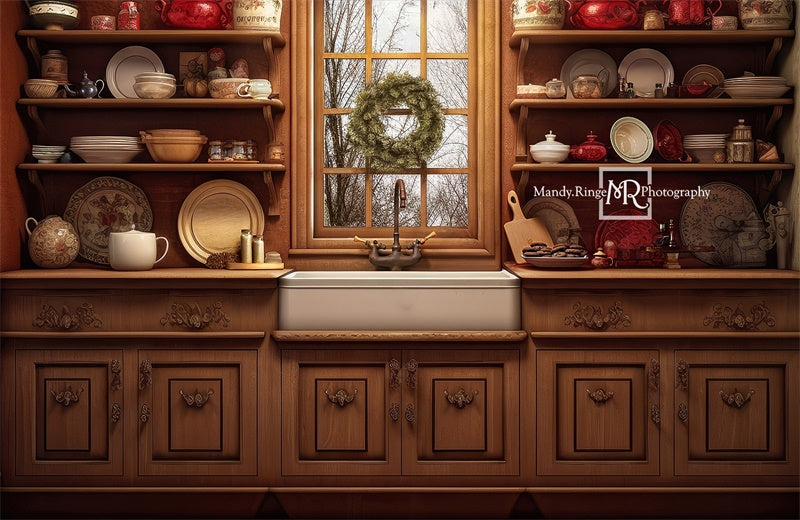 Kate Cozy Christmas Kitchen Backdrop Designed by Mandy Ringe Photography - Kate Backdrop AU