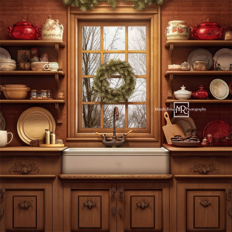 Kate Cozy Christmas Kitchen Backdrop Designed by Mandy Ringe Photography - Kate Backdrop AU