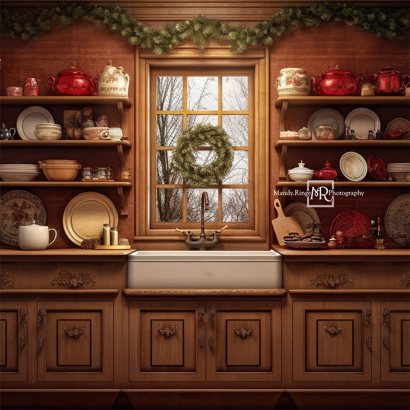 Kate Cozy Christmas Kitchen Backdrop Designed by Mandy Ringe Photography - Kate Backdrop AU