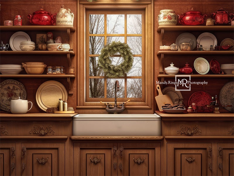 Kate Cozy Christmas Kitchen Backdrop Designed by Mandy Ringe Photography - Kate Backdrop AU