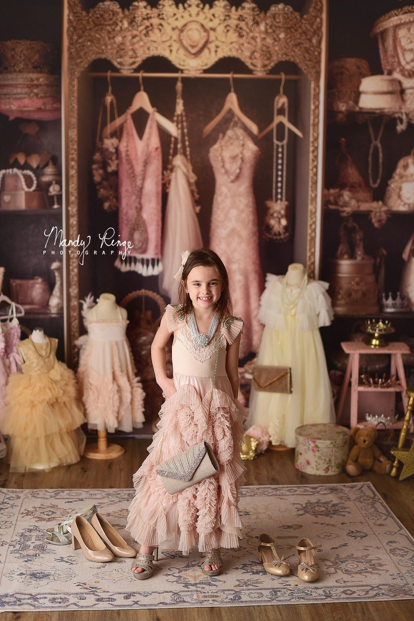Kate Fancy Princess Dress Up Closet Backdrop Designed by Mandy Ringe Photography - Kate Backdrop AU