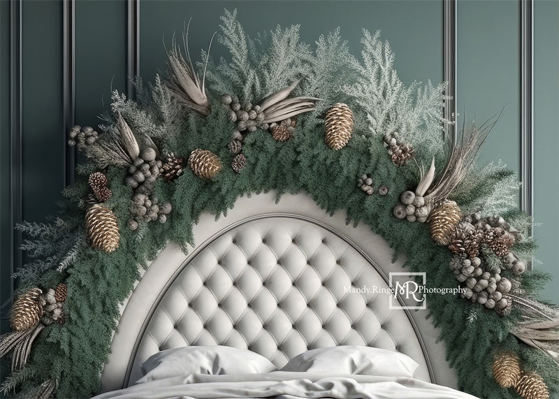 Kate Headboard with Winter Greenery Backdrop Designed by Mandy Ringe Photography - Kate Backdrop AU