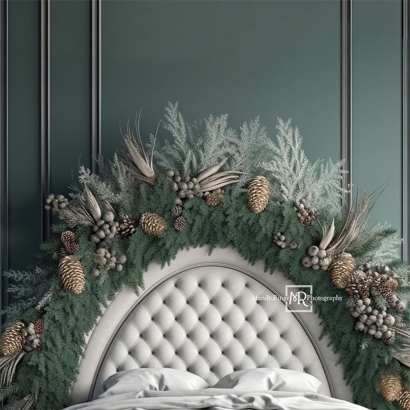 Kate Headboard with Winter Greenery Backdrop Designed by Mandy Ringe Photography - Kate Backdrop AU