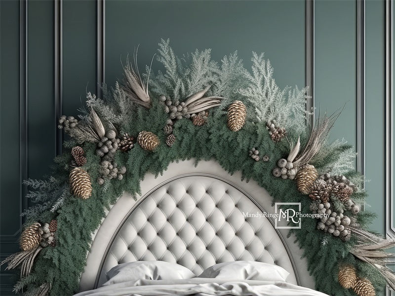 Kate Headboard with Winter Greenery Backdrop Designed by Mandy Ringe Photography - Kate Backdrop AU