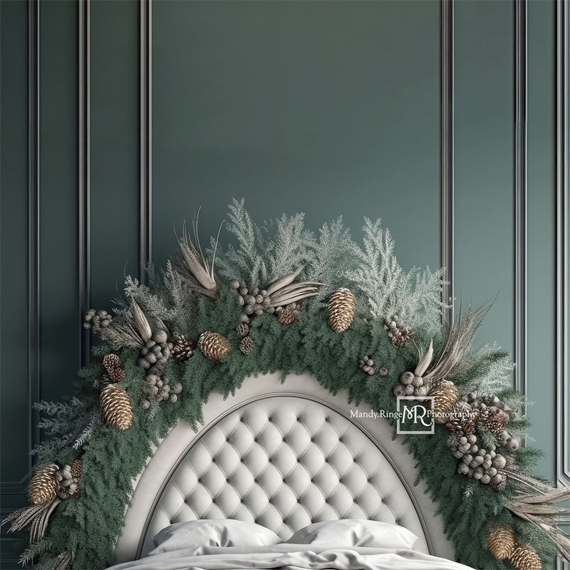 Kate Headboard with Winter Greenery Backdrop Designed by Mandy Ringe Photography - Kate Backdrop AU