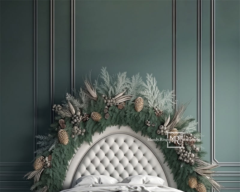 Kate Headboard with Winter Greenery Backdrop Designed by Mandy Ringe Photography - Kate Backdrop AU