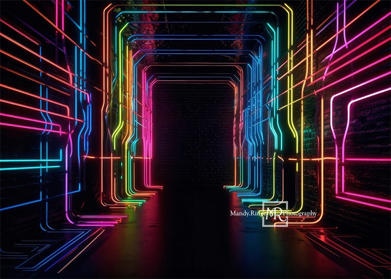 Kate Neon Light Hallway Backdrop Designed by Mandy Ringe Photography - Kate Backdrop AU