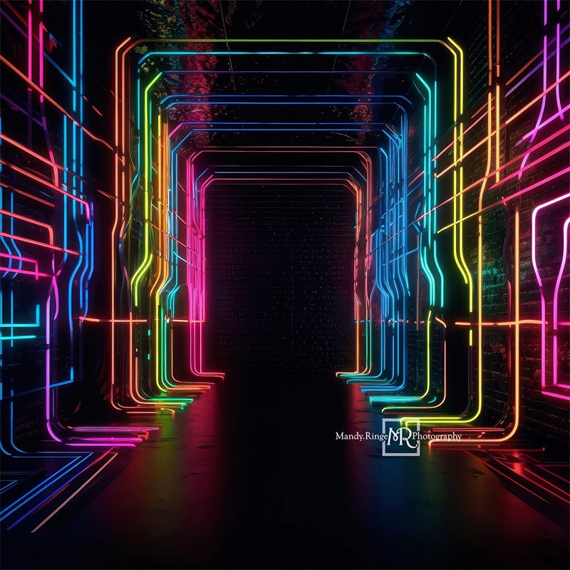 Kate Neon Light Hallway Backdrop Designed by Mandy Ringe Photography - Kate Backdrop AU