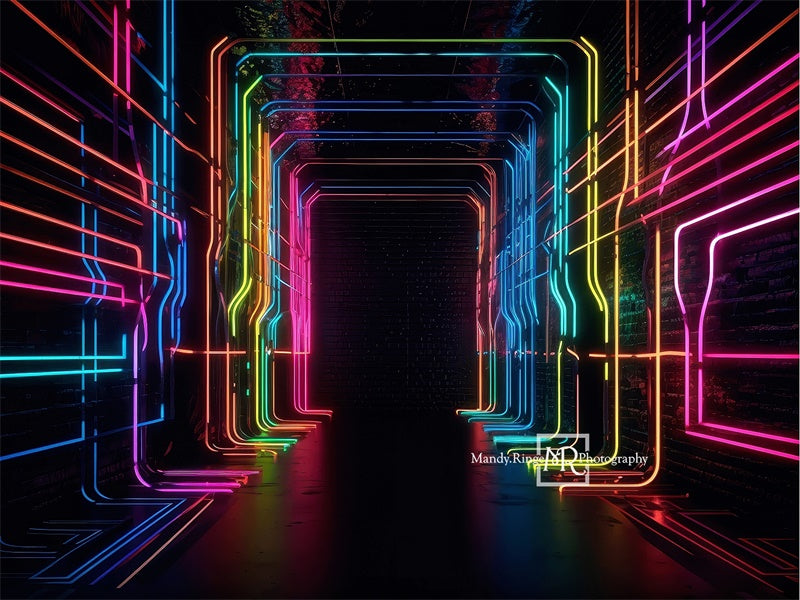 Kate Neon Light Hallway Backdrop Designed by Mandy Ringe Photography - Kate Backdrop AU