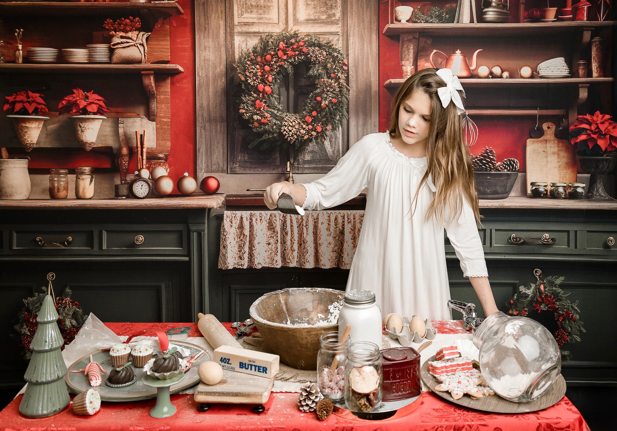 Kate Christmas Kitchen Backdrop Designed by Mandy Ringe Photography - Kate Backdrop AU