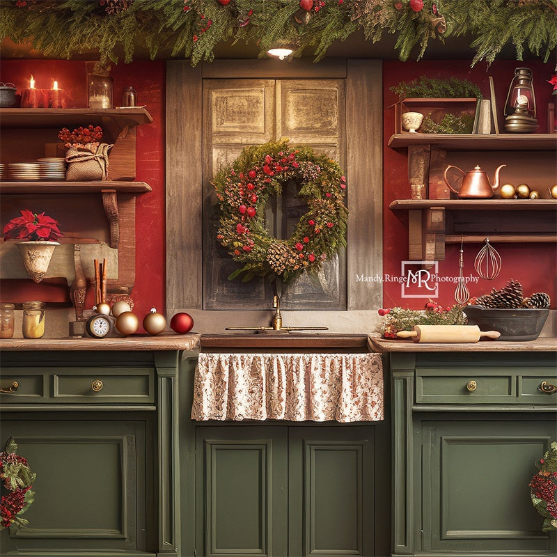 Kate Christmas Kitchen Backdrop Designed by Mandy Ringe Photography - Kate Backdrop AU