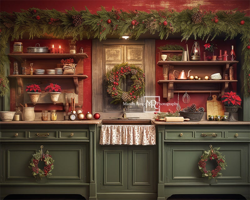 Kate Christmas Kitchen Backdrop Designed by Mandy Ringe Photography - Kate Backdrop AU