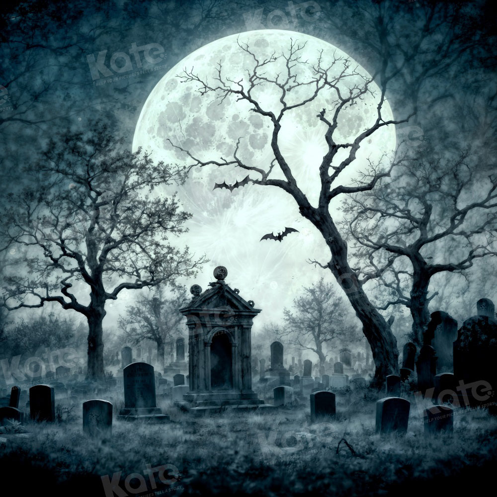 Kate Halloween Backdrop Graveyard Moon Night for Photography - Kate Backdrop AU