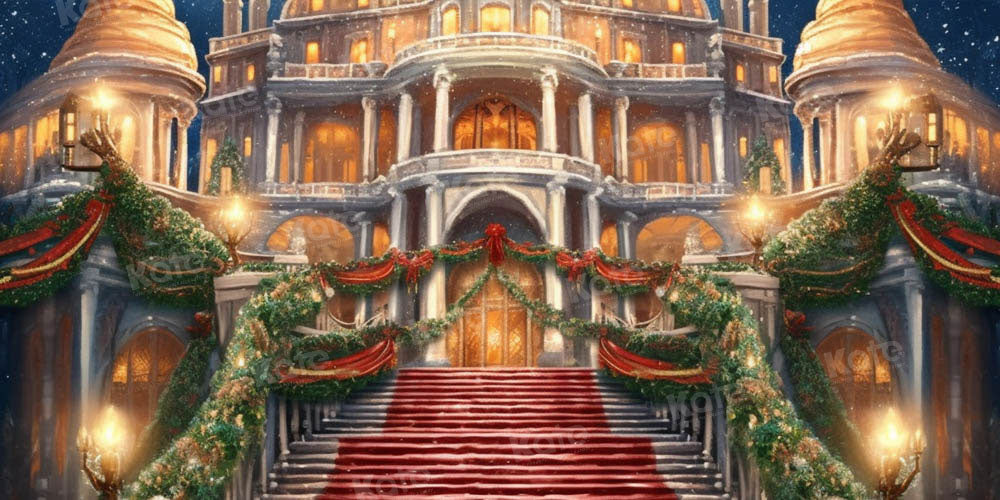 Kate Christmas Party Grand Staircase Backdrop Designed by Emetselch - Kate Backdrop AU