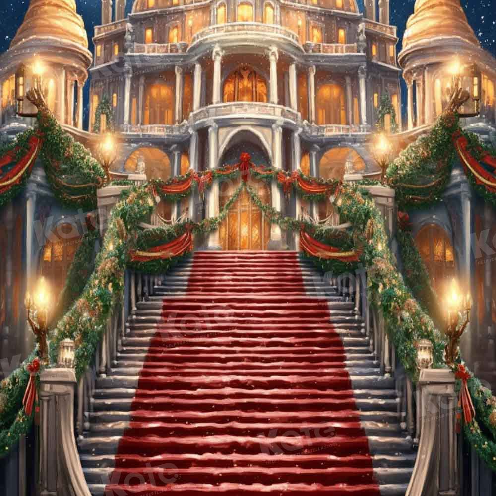 Kate Christmas Party Grand Staircase Backdrop Designed by Emetselch - Kate Backdrop AU