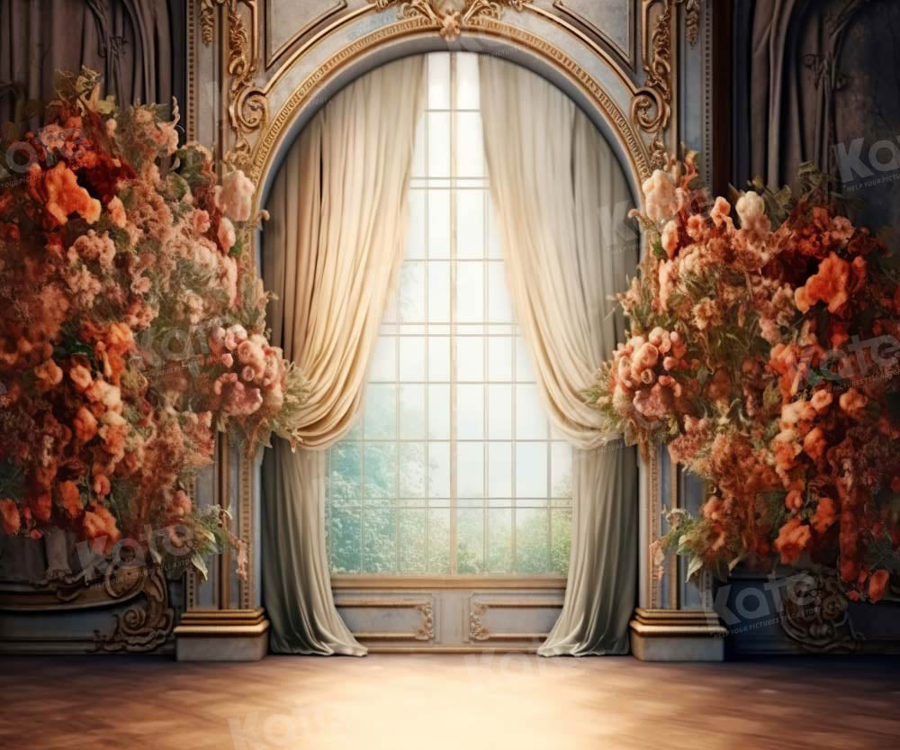 Kate Floral French Windows Retro Backdrop Designed by Chain Photography - Kate Backdrop AU