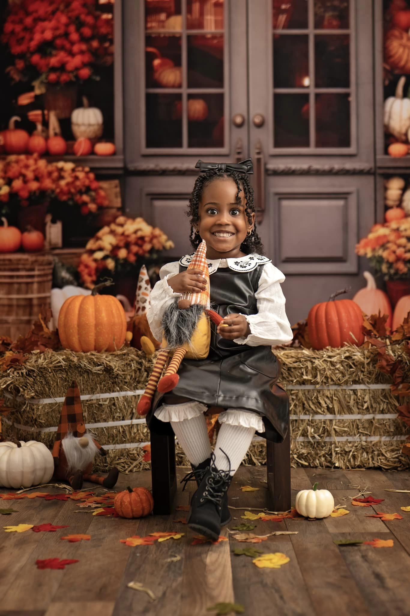 Kate Autumn Shop Flowers Pumpkins Backdrop for Photography