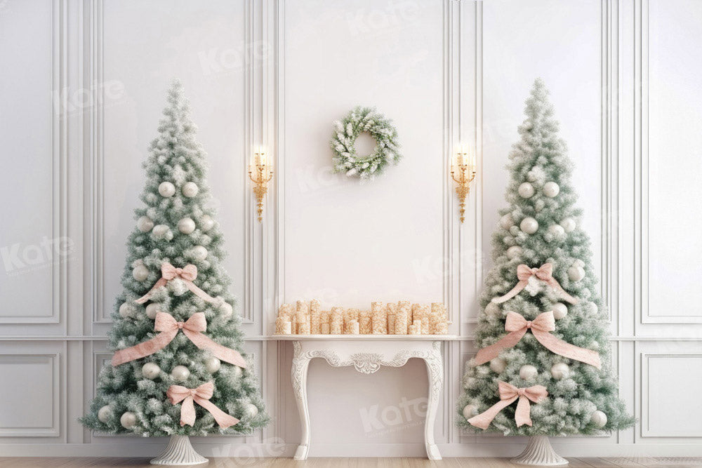 Kate Christmas Tree Fireplace Backdrop White Wall Designed by Emetselch - Kate Backdrop AU