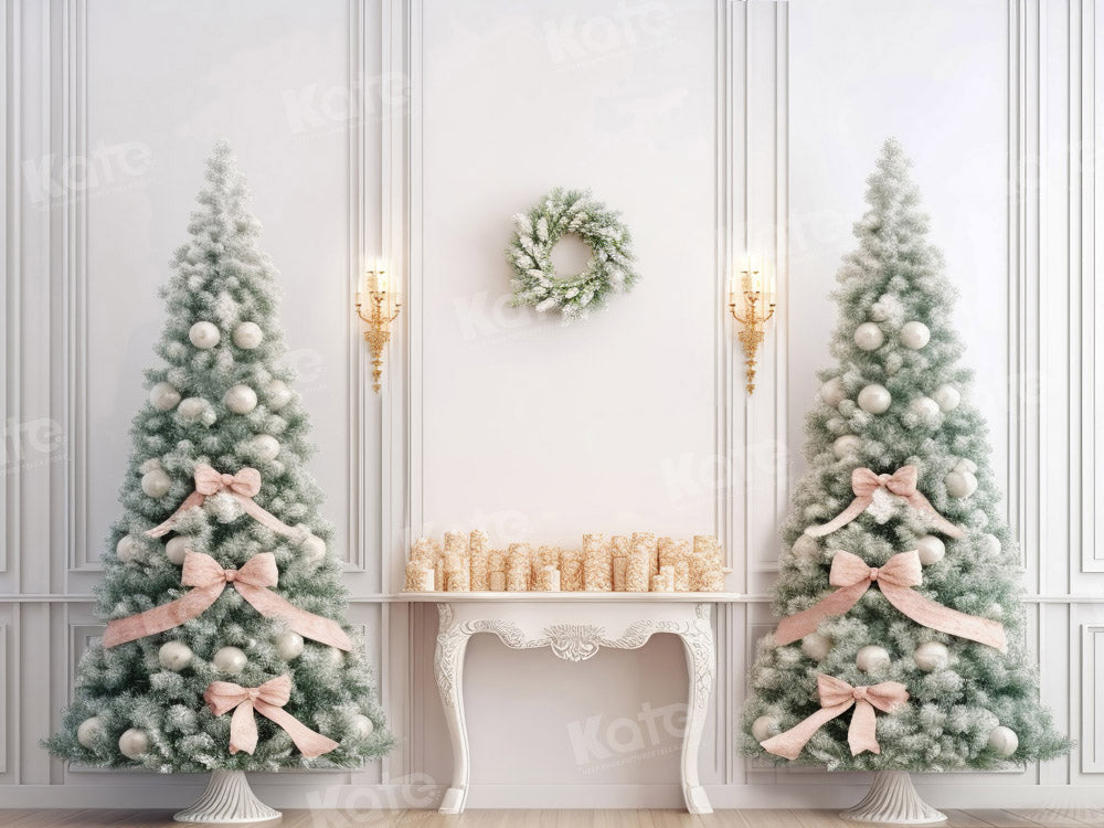 Kate Christmas Tree Fireplace Backdrop White Wall Designed by Emetselch - Kate Backdrop AU