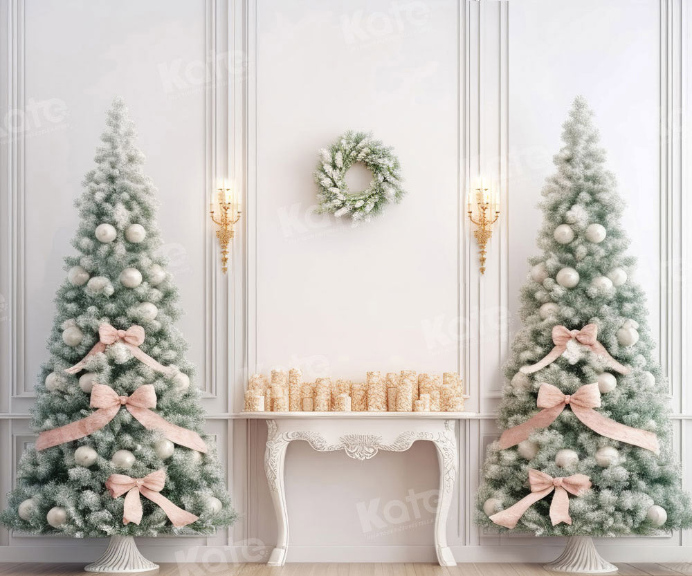 Kate Christmas Tree Fireplace Backdrop White Wall Designed by Emetselch - Kate Backdrop AU