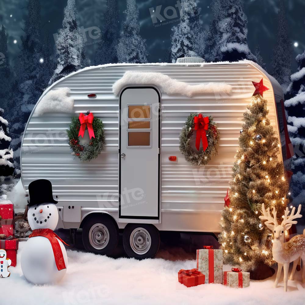 Kate Christmas Winter Snowman Car Backdrop Designed by Emetselch - Kate Backdrop AU