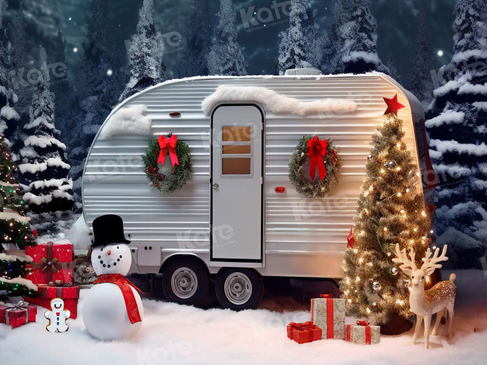 Kate Christmas Winter Snowman Car Backdrop Designed by Emetselch - Kate Backdrop AU