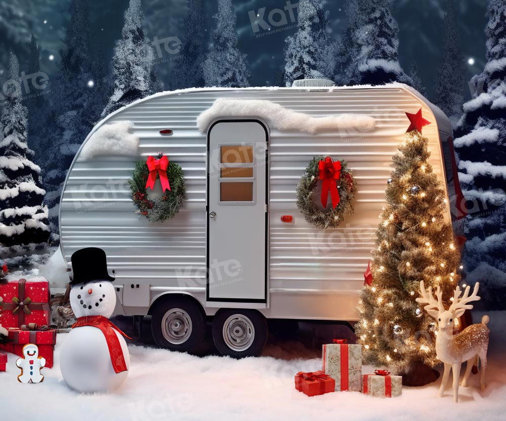 Kate Christmas Winter Snowman Car Backdrop Designed by Emetselch - Kate Backdrop AU