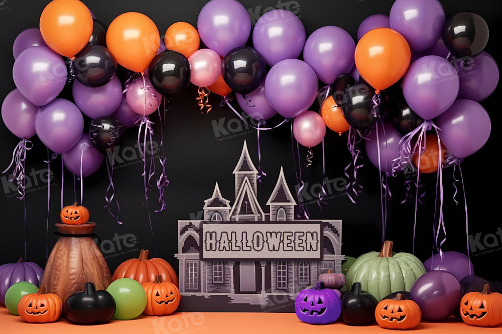 Kate Halloween Pumpkin Balloon Backdrop for Photography - Kate Backdrop AU