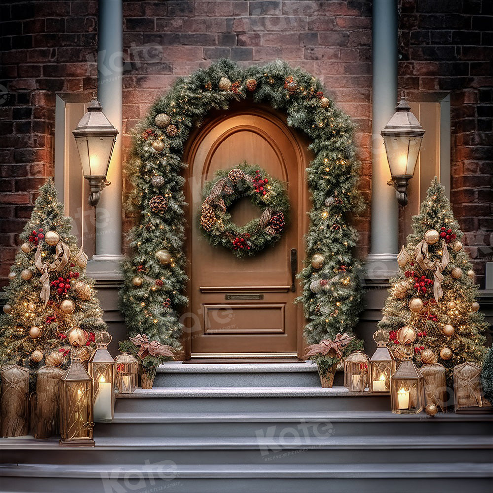 Kate Christmas Door Winter Backdrop for Photography - Kate Backdrop AU