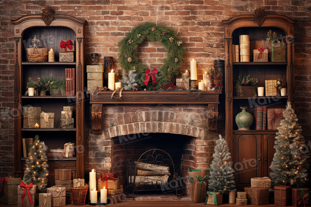 Kate Christmas Winter Brick Fireplace Backdrop for Photography - Kate Backdrop AU